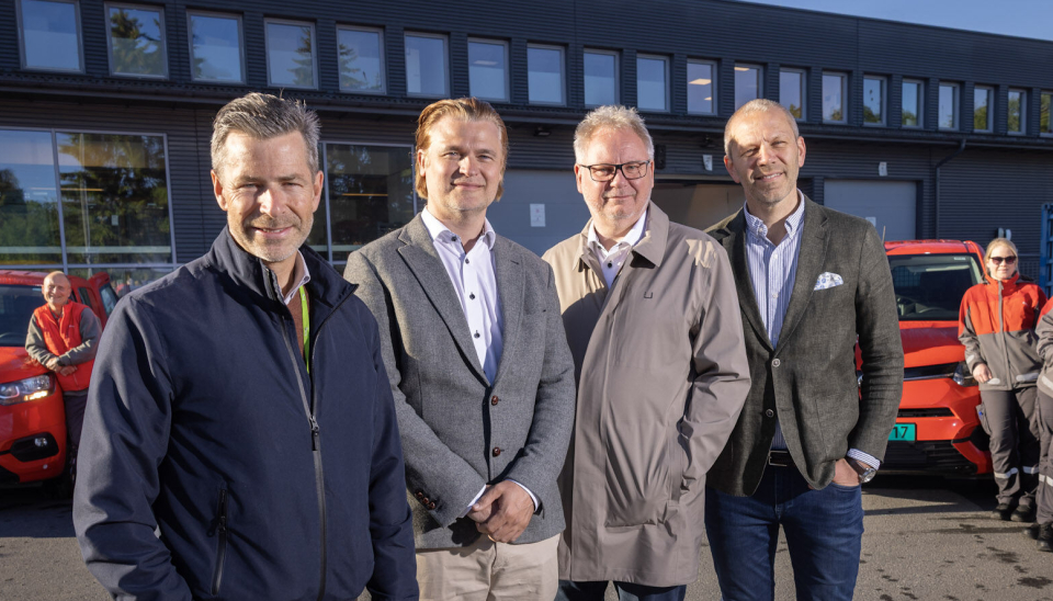 F. v.: Frode Skallerud (Posten Norge), Christian Riisnes (Toyota Norge), Øyvind Tharaldsen (Toyota Oslo) og Fredrik Matheson (Toyota Norge).