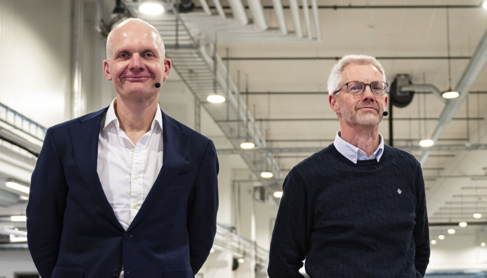 F. v.: Ulf Tore Hekneby (administrerende direktør Harald A. Møller), Arne Lorvik (administrerende direktør Møller Logistikk) åpnet det nye logistikk-anlegget på Drammen Havn i dag.