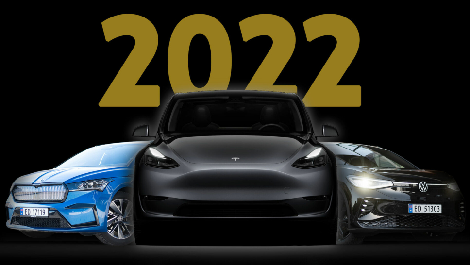 Tesla Model Y kan krones til 2022-kongen, med XX markedsandel alene. Volkswagen ID.4 og Skoda Enyaq følger etter på statistikkene.