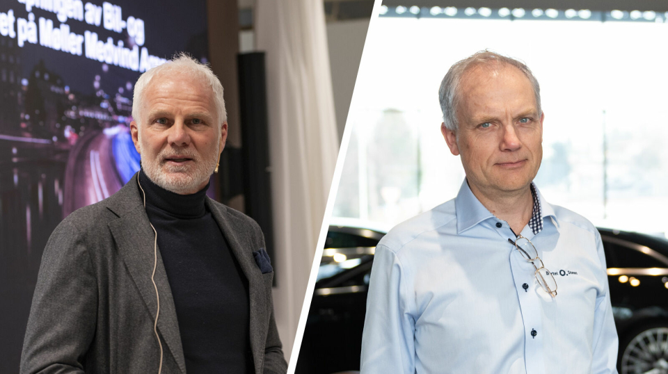 F. v.: Paul Hegna, konserndirektør med ansvar for bærekraft og kommunikasjon i Møller Mobility Group, og konsernsjef Harald Frigstad i Bertel O. Steen.