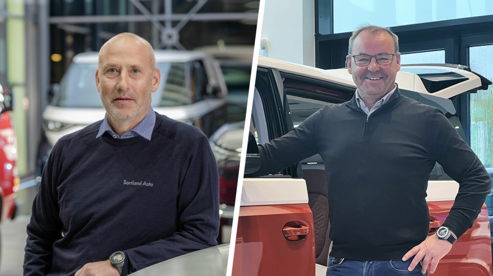 F. v.: Arvid Nyborg i Sortland Auto og Ben Myklevold i Svebjørn Auto går sammen om å etablere ny Volkswagen-forhandler i Lofoten.