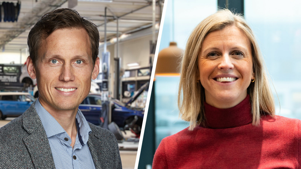 Vegar Rognli, direktør servicemarked hos Bertel O. Steen, og Christine Eiken Winther, kommunikasjonssjef for Audi og Skoda hos Harald A. Møller.